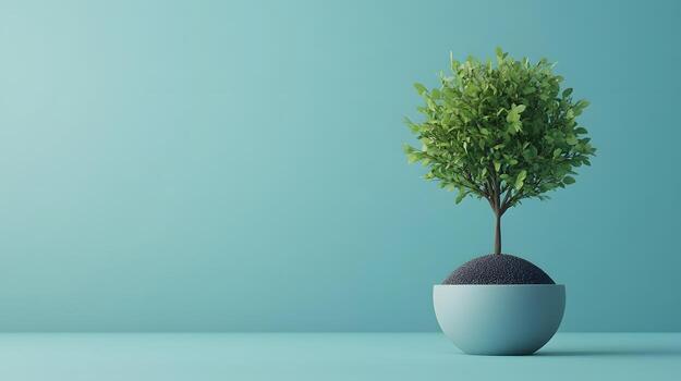 Minimalist Abstract Tree Growing from a Small Globe Design photo