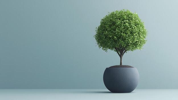 Minimalist Growing Tree Silhouette Inside Small Globe 3D photo