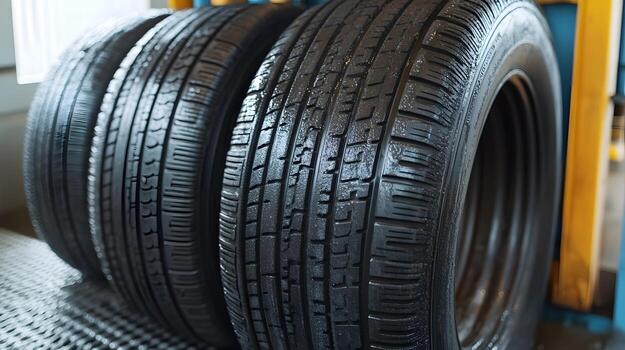 Tires Being Washed and Scrubbed for Routine Maintenance and Extended Lifespan in Car Wash photo