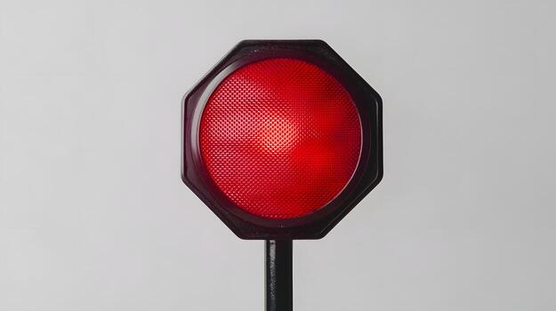 Stop Sign with Integrated Red Traffic Light Emphasizing Caution and Safety in Urban Settings photo