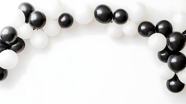 Minimalistic Monochrome Balloon Arc Decor on White Background photo