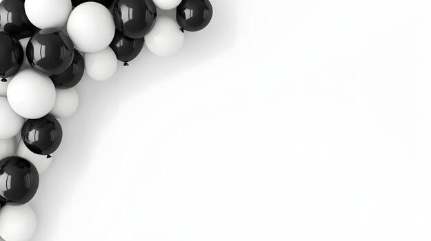 Minimalist Black and White Balloon Arc with Clean Design on White Background photo