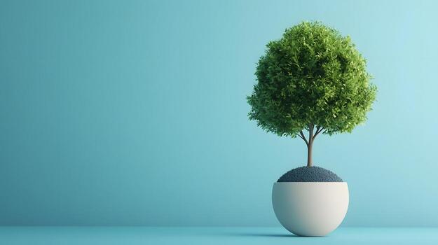 Thriving Tree Silhouette Growing From Abstract Globe - Eco Friendly Digital Art photo