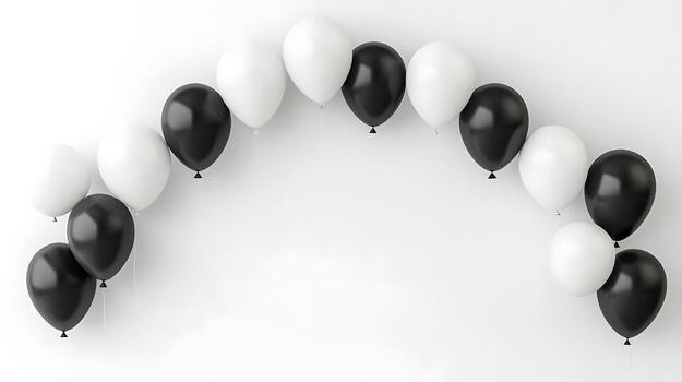 Minimalist Black and White Balloon Arc Arranged in Sophisticated Aesthetic Design photo