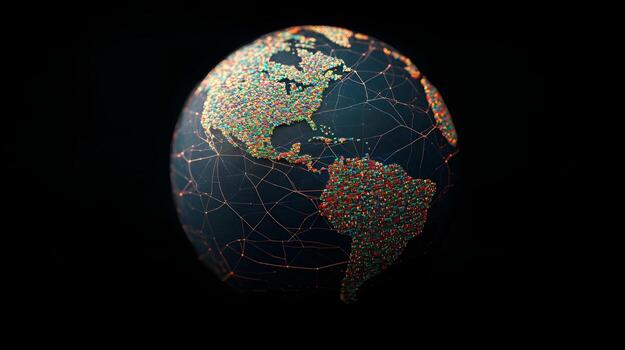 Simplified Globe with Highlighted Cargo Tracking Paths,Global Business and Logistics Network Concept photo