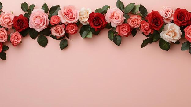 Elegant Rose Floral Header Layout on Light Pink Background photo