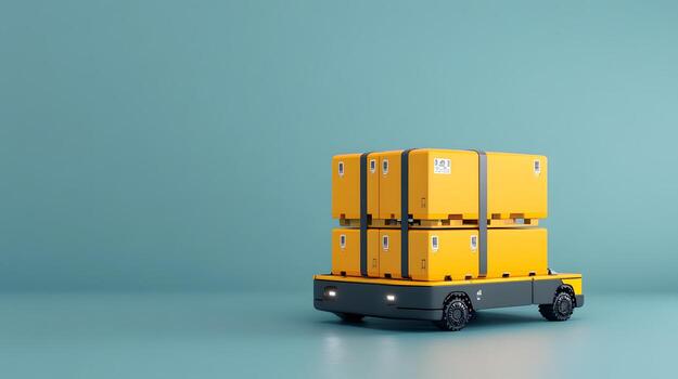 Automated Forklift Transporting Tracked Packages for Efficient Cargo Management in 3D photo