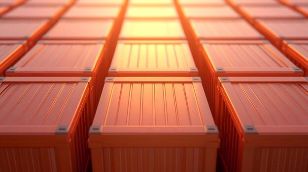Perfectly Aligned Shipping Containers in Soft Light Showcasing Order and Efficiency,3D photo