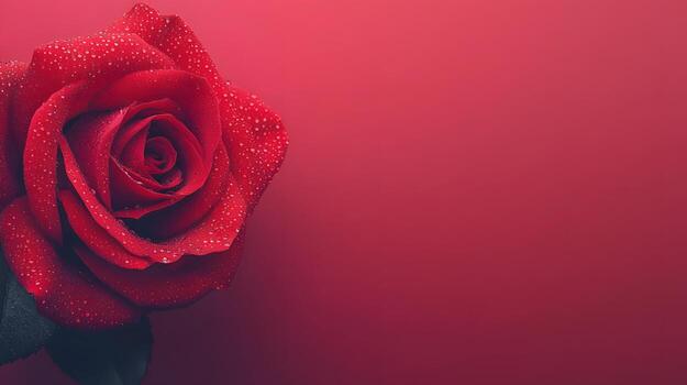 Vibrant Red Rose with Water Droplets on Moody Dark Gradient Background photo