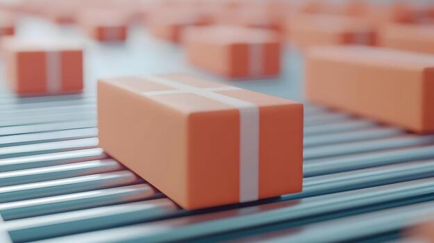 Efficient Abstract Conveyor System with Geometric Package Cargo Arrangement in Smooth 3D photo