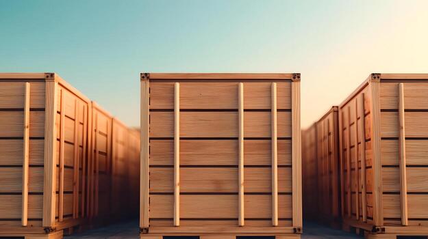 Perfectly Aligned Shipping Crates with Soft Lighting,Order and Efficiency in 3D photo