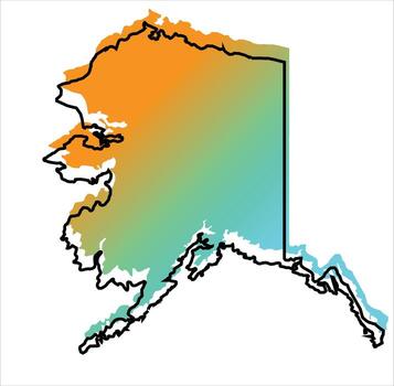 Alaska State Map with Gradient Colors and Outline Design vector