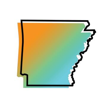 Arkansas State Map with Gradient Colors and Outline Design vector