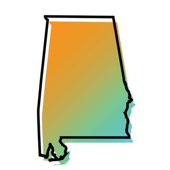Alabama State Map with Gradient Colors and Outline Design vector