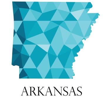 Arkansas State Map with Blue Polygonal Low-Poly Texture and Outline vector