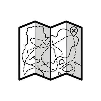 Folded Map with Route and Location Marker An Illustration for Navigation and Exploration vector