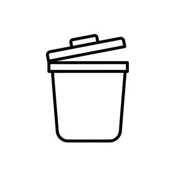 Minimalist trash can outline icon for web and app interfaces, symbol for delete or discard functions vector