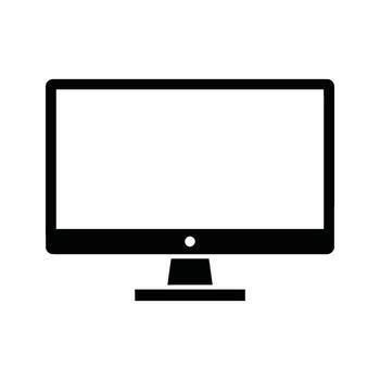 Minimalist black silhouette icon of a desktop computer monitor screen on a white background vector