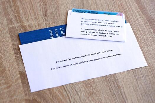 A piece of paper with a card and a note photo