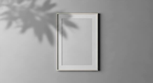 elegant empty frame mockup modern minimalist design with botanical shadow photo