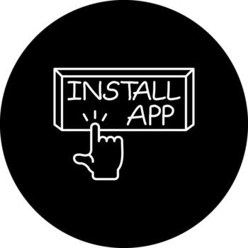 Instalar en pc aplicación dedo grifo botón vibrante creativo gráfico forma vector
