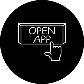 Open App Finger Tap Button Unique Web Interface Form vector