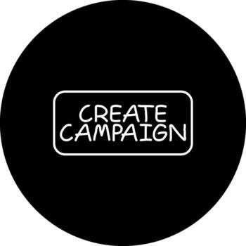 crear Campaña Delgado botón dinámica plano diseño característica vector