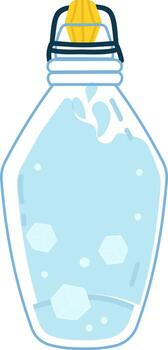 Reusable water bottle with ice cubes for hydration vector