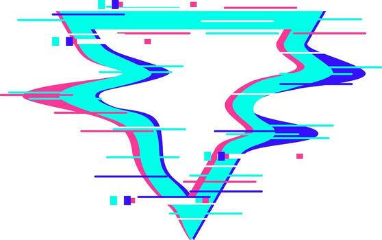 Glitch art distorted shape creating modern abstract graphic vector