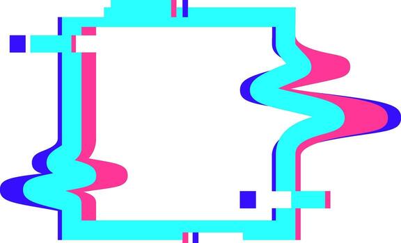 Glitch effect frame with abstract distortion background vector