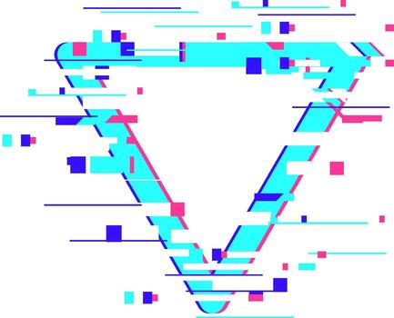 Abstract triangle glitched digital signal effect vector