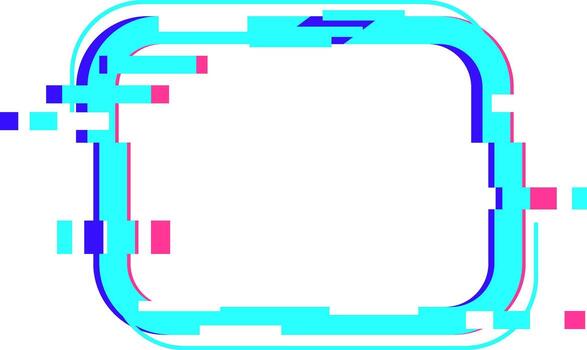 Glitch frame border creating digital graphic noise effect vector