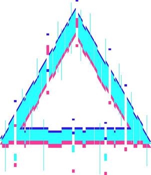 Abstract geometric triangle shape with digital glitch effect vector