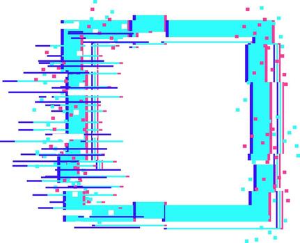 Glitch art frame pixelated digital distortion background vector