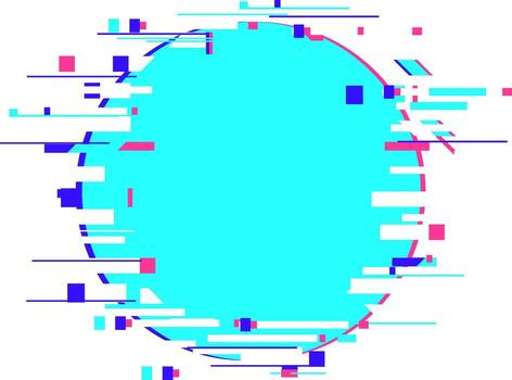 Glitch circle with digital effect and data distortion vector