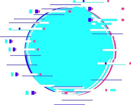 Glitch circle frame creating digital data disruption vector