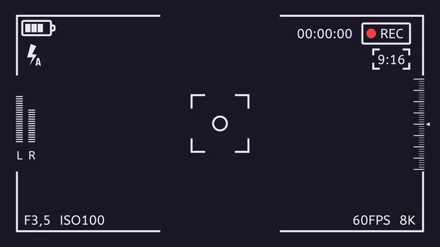 Camera recording viewfinder screen user interface overlay vector