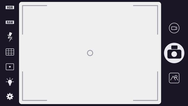 Smartphone camera user interface screen displaying photography app vector