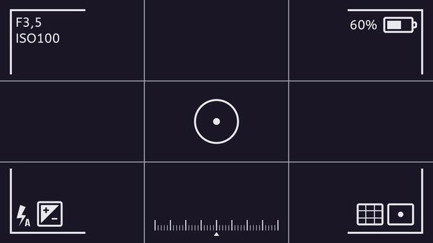 Camera screen viewfinder showing digital settings interface vector