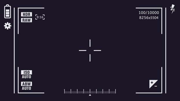 Camera viewfinder display overlay showing recording framing information vector