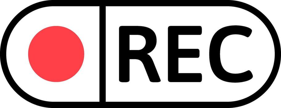 Recording button red circle with REC text vector