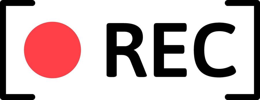 Recording icon with red dot and REC text vector