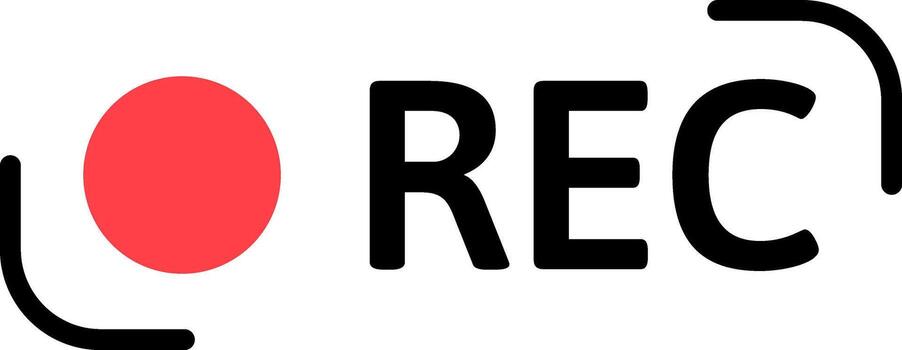 REC recording icon indicating live broadcast vector