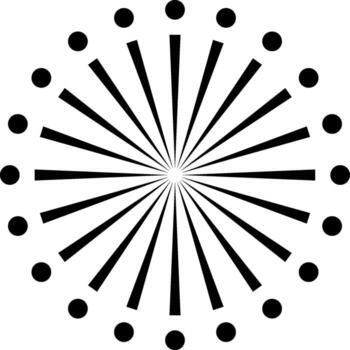 Radial lines forming abstract sunburst pattern with outer dots vector