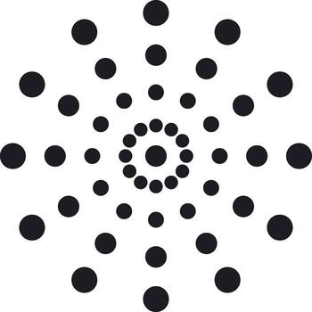 Black dots creating radial concentric geometric pattern vector