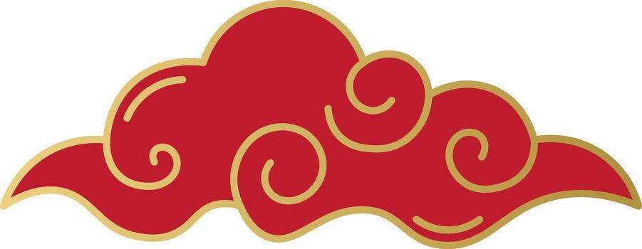 Red and gold auspicious cloud pattern representing luck and good fortune vector