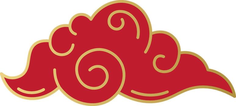 Chinese auspicious cloud pattern element with golden outline vector