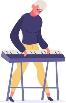 Man playing keyboard creating music illustration vector