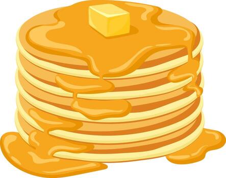 tortita apilar con jarabe y mantequilla para desayuno vector