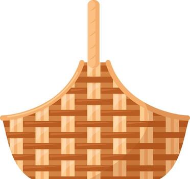 Wicker picnic basket empty container with handle vector